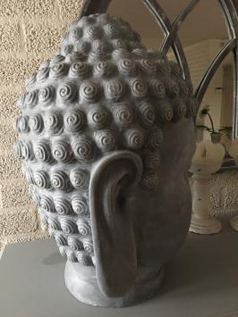 Boeddha hoofd, polystein beton kleur